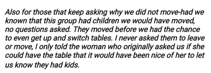 She claims that they would have moved had they known, and that the group moved before they had a chance