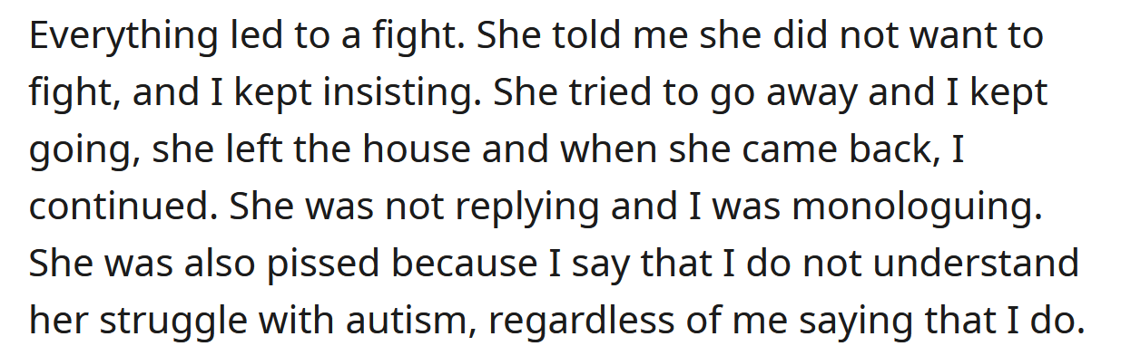 They got into a big fight after the OP commented on self-diagnosis.