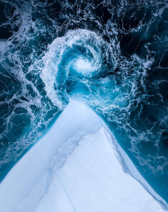 The Seascape Award: A Spiral Wave Crashes Off The Tip Of An Iceberg, Disko Bay, Greenland, By Jeroen Van Nieuwenhove