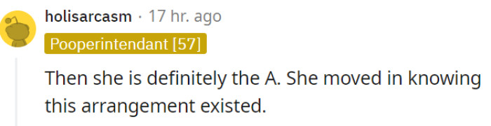 Well, OP did know this arrangement beforehand...