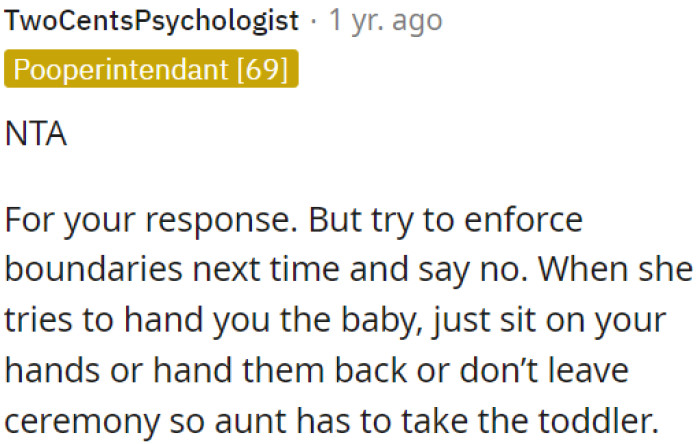 Next time, OP needs to set clear boundaries.