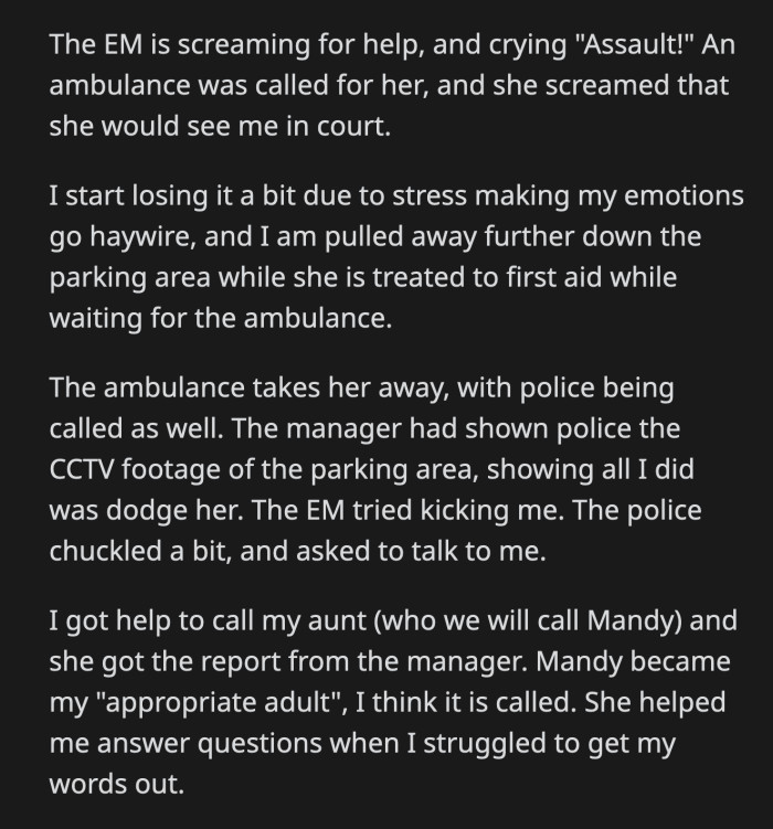 The ambulance arrived and took Lois away to treat her broken foot.