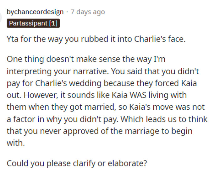 We can definitely see how saying this in front of Charlie might not have been the best call.