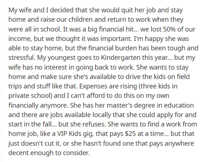 OP starts off his post by explaining the agreement and situation that had been established initially and how it's looking now.