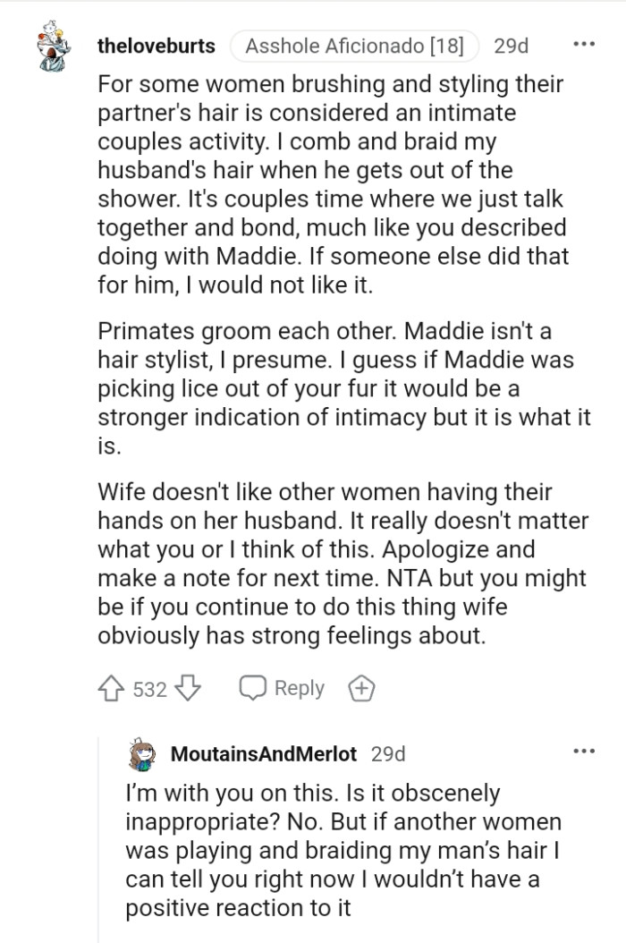 Wife doesn't like other women having their hands on her husband