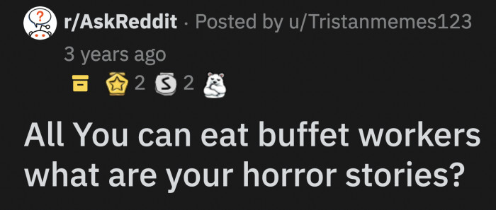 Here is the question that launched what can only be described as the Sloppy Horror Show: