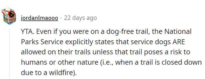 National Parks might wag the allowance tail for service dogs.