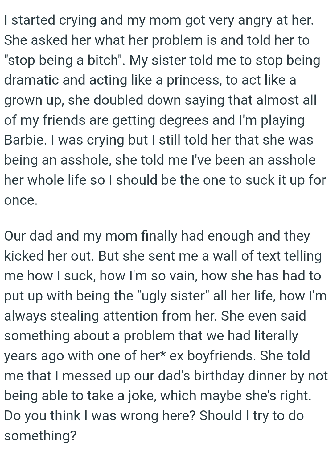 She talked about a problem that they had literally years ago