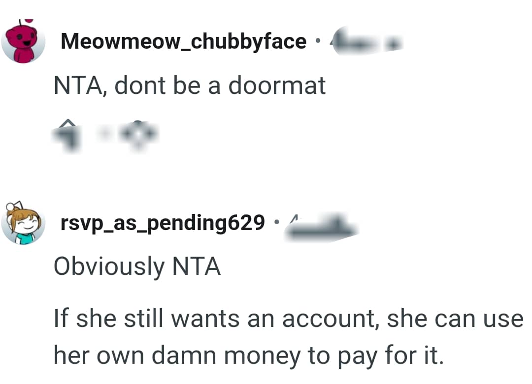 The OP should not be a doormat