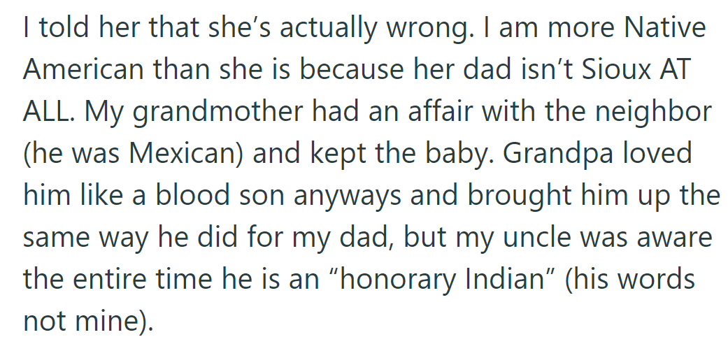 K's father isn't Sioux; he is from an affair with a Mexican neighbor and was labeled 