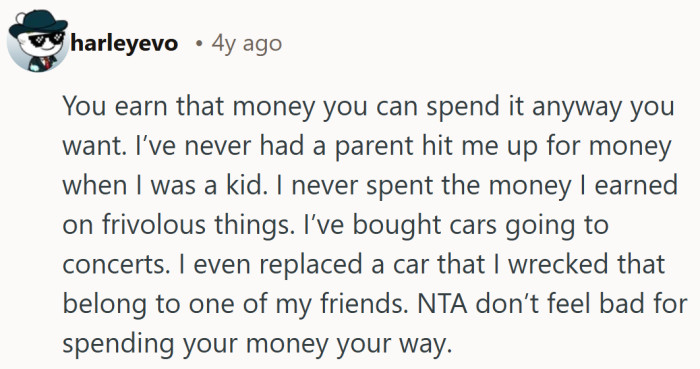 If you earned it, you get to choose where it goes, end of story.