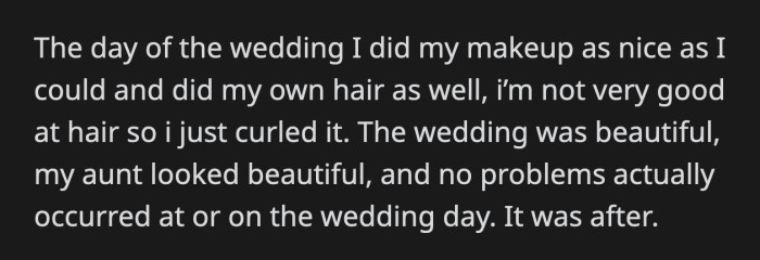 OP wouldn't have dolled up if her aunt had said anything prior to the wedding.