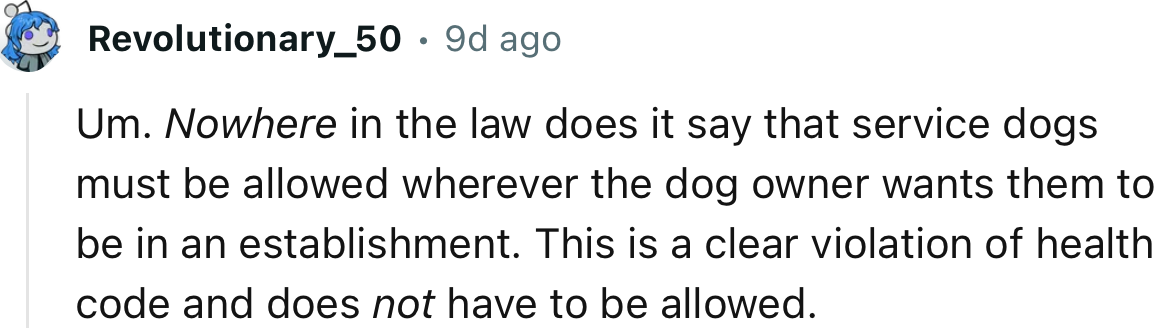 “This is a clear violation of health code and does not have to be allowed.”