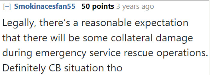 Although there's collateral damage during the rescue, people shouldn't be making a big deal out of an inflatable.