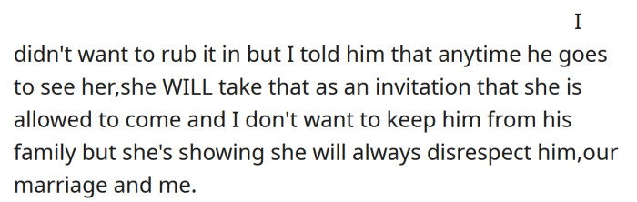 The OP says she's hoping her husband won't see his mother too often.