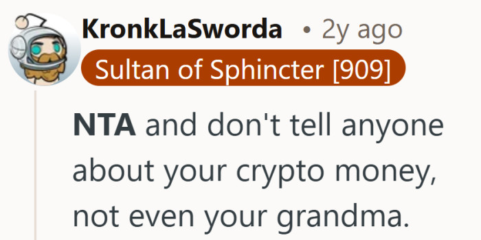 Keeping quiet about the crypto might be the only way to keep the pressure from getting louder.