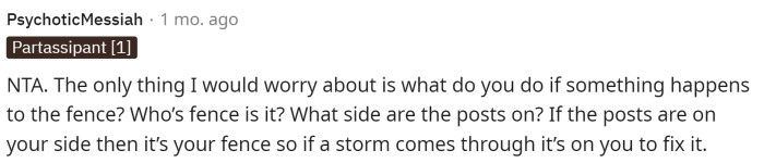 Starting off, the comment obviously stated that she was NTA for wanting to ask, but they had a lot of questions concerning the agreement.