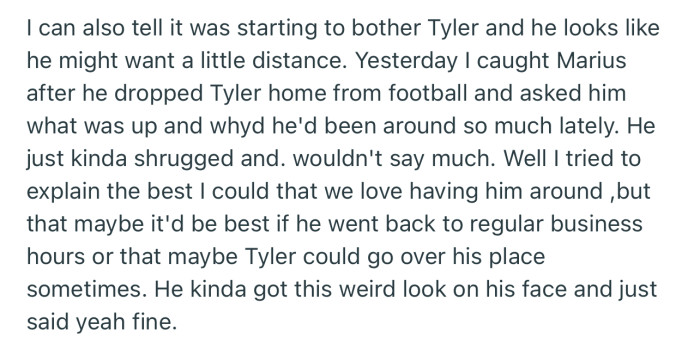 OP told their son’s boyfriend, Marius, to reduce the amount of times he visits because it was becoming way too much