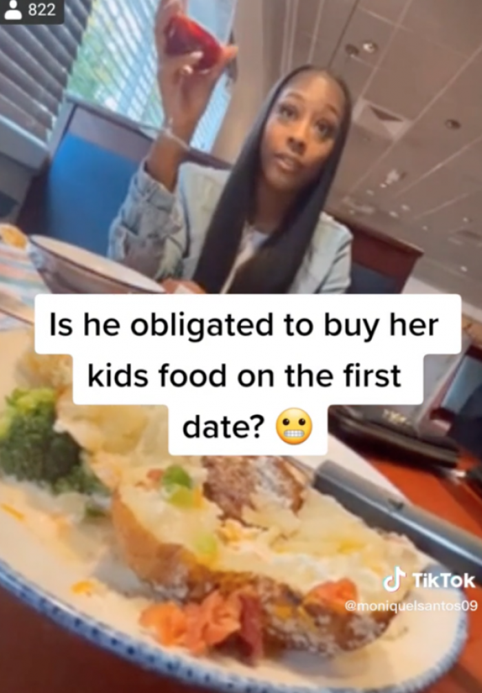 TikToker Monique Santos shared the video asking if the man should be obligated to buy the woman's kids' food.