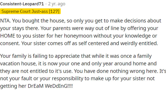 OP is not at fault and shouldn't be responsible for their sister's dream wedding.