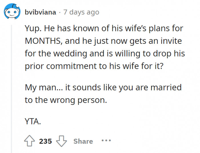 Or the wife married the wrong man? Just saying…