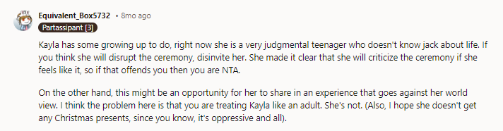 So if that offends you, then you are NTA.