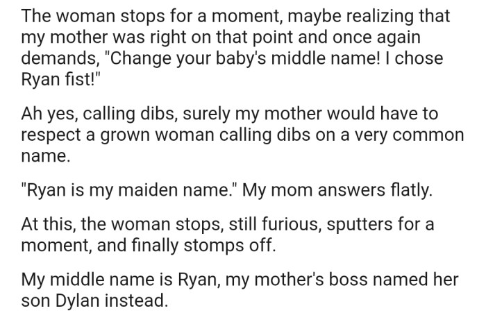 Apparently, OP's mom's manager had also chosen 