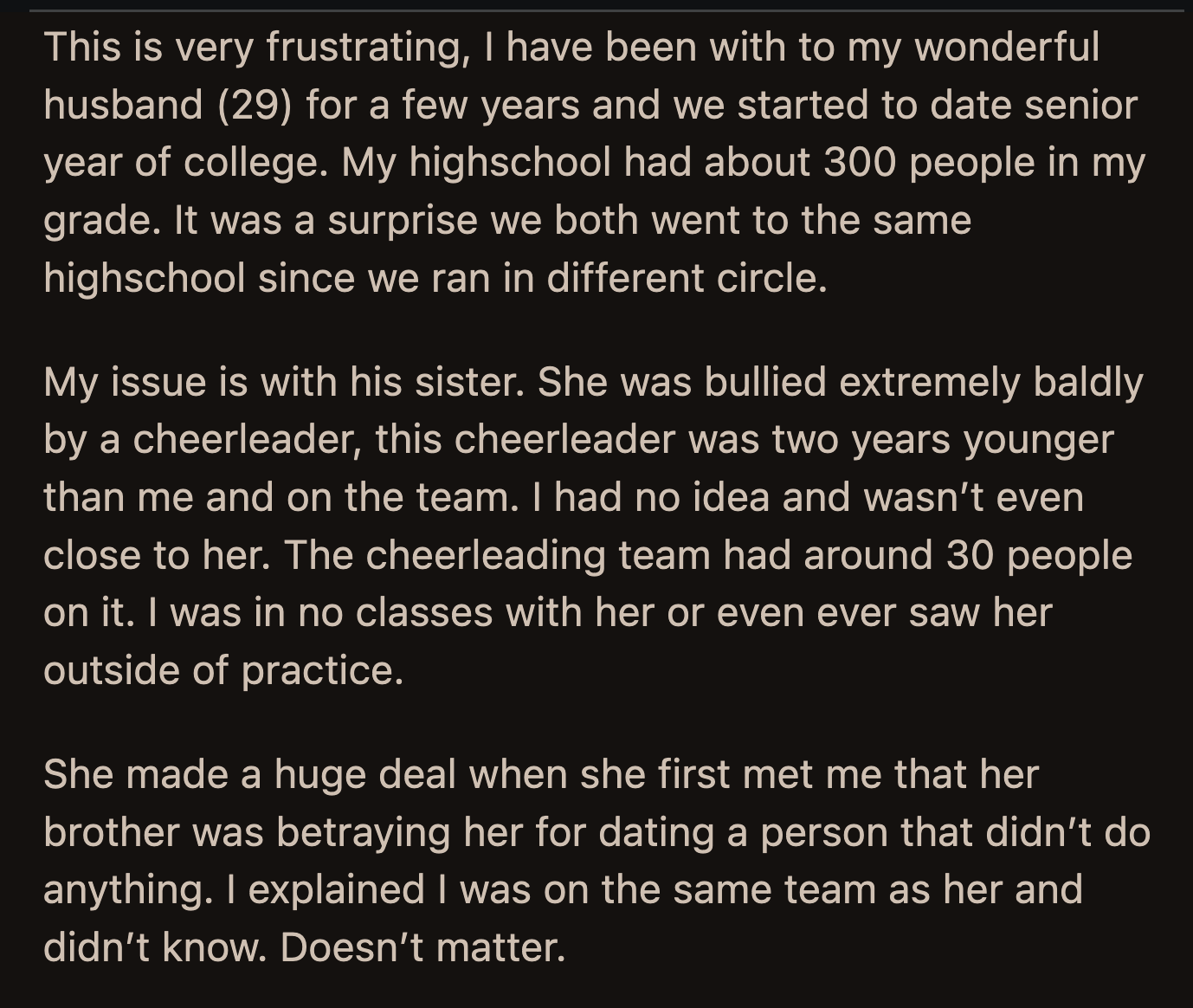 She told her sister-in-law to grow up and find a way to accept that OP was a cheerleader.