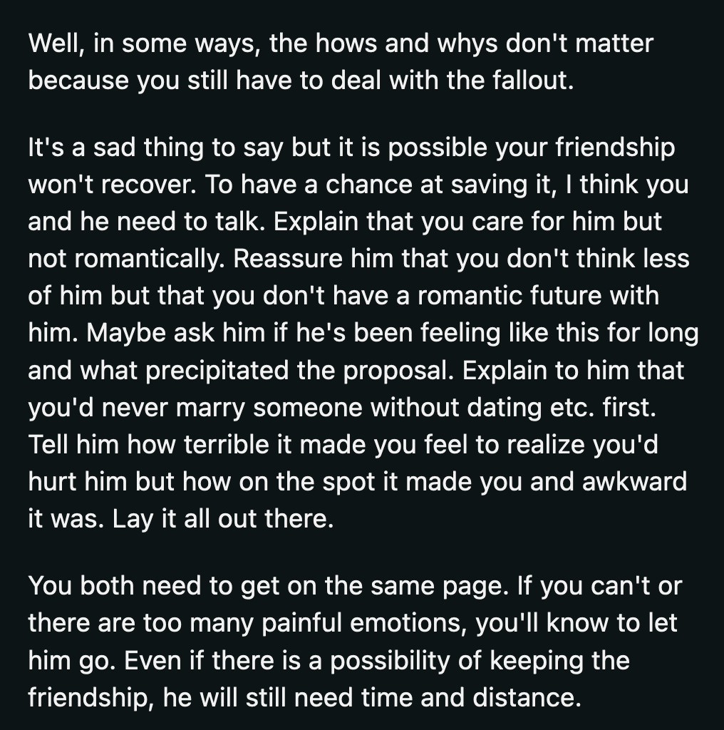 If OP thought the friendship was worth saving, an honest conversation with B was necessary.