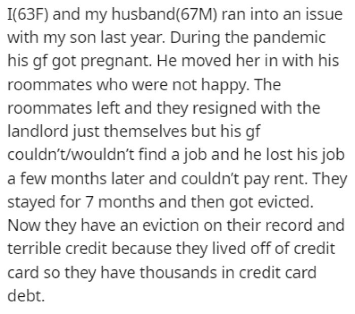 OP and her husband ran into an issue with their son during the pandemic