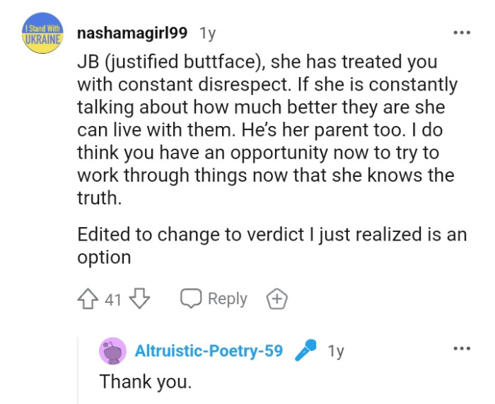 The OP has an opportunity to try and work things through