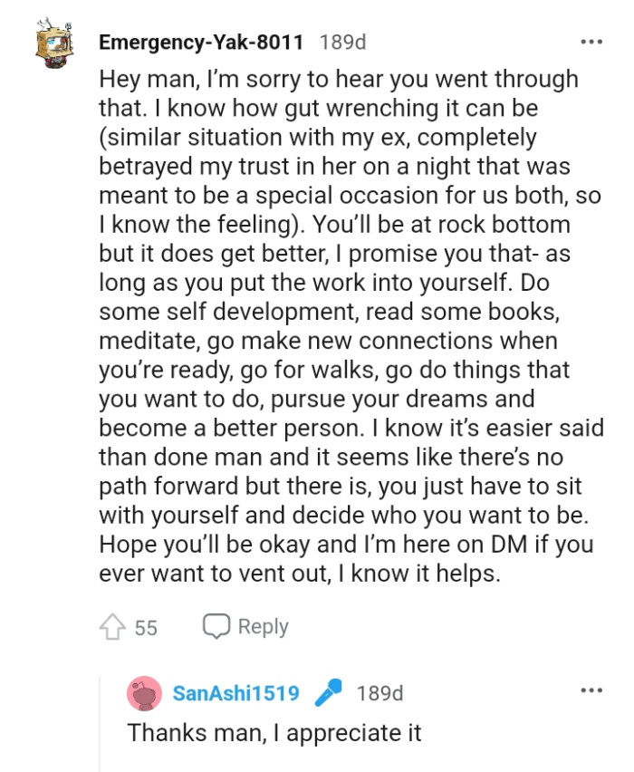 The OP will be at rock bottom, but it gets better