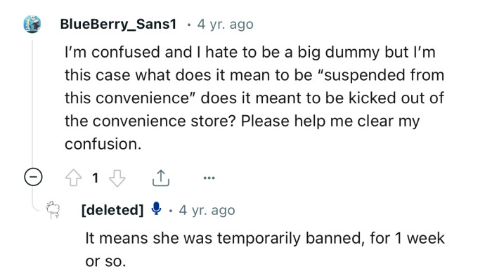 Apparently, She Was Temporarily Banned for a Week