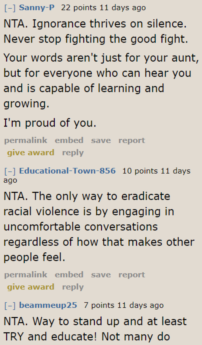 What the OP Did Is a Small Step to Stop Racism. Now, Imagine If the Relatives in the Conversation Started Educating Other People Too.
