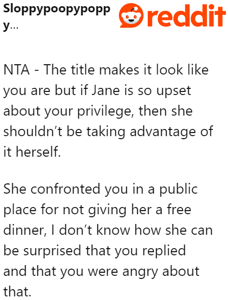 If the classmate truly can't stand privilege, she shouldn't be upset about not being invited to the dinner.