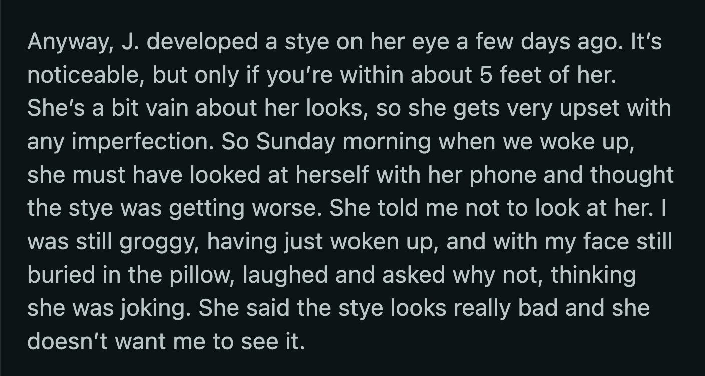 She texted OP to sleep in another bedroom because she felt her boundaries were broken.