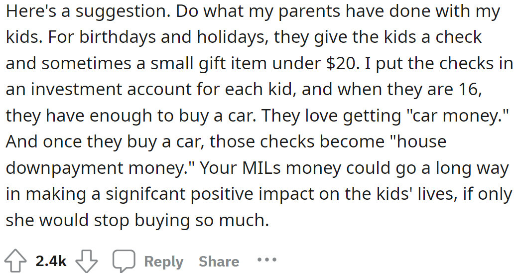 They also offered a great suggestion