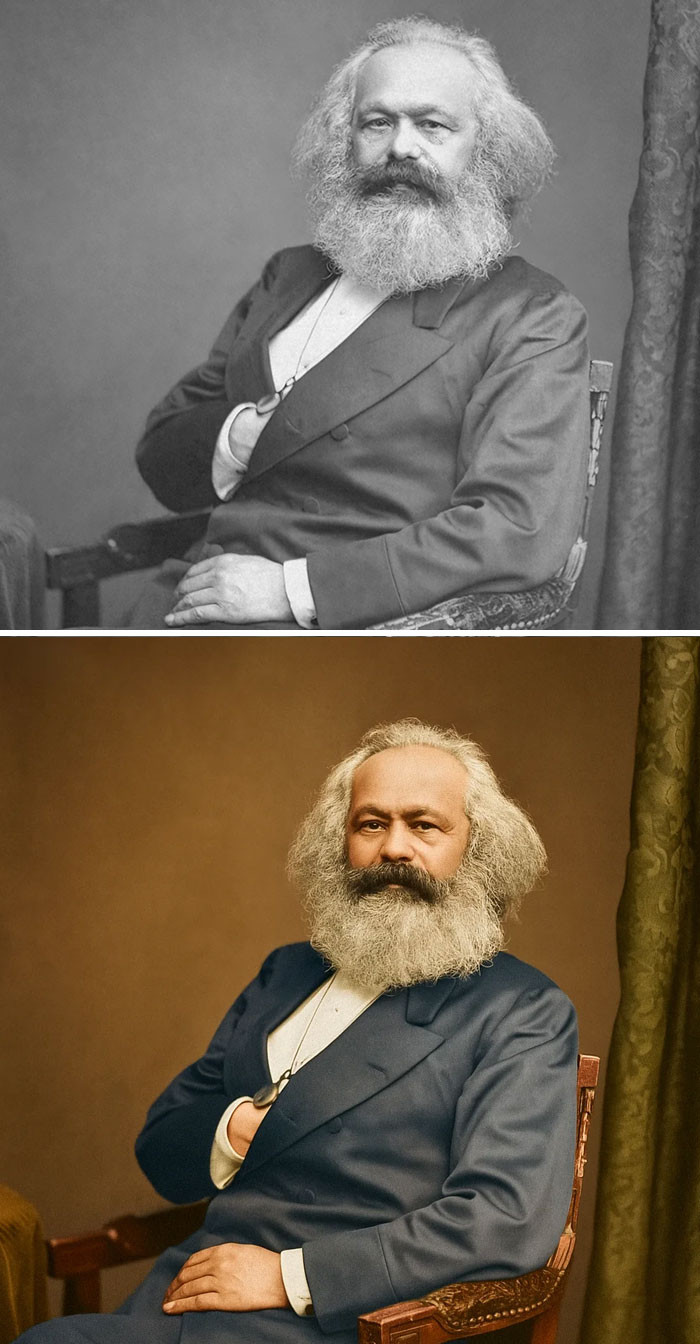AI Colorized Picture Of Karl Marx' Famous Picture