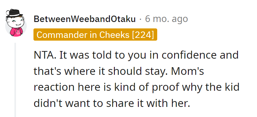 Keeping secrets like a vault—Mom's reaction shows why the kid didn't spill the tea in the first place!