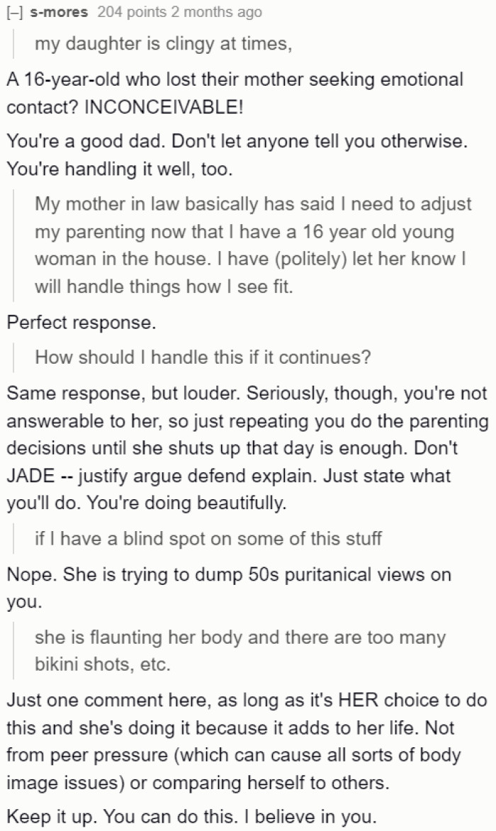 Redditors are on the OP's side, telling him he's being a good dad to his daughter.