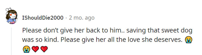 Rest assured, Luna is in good hands with her current caregiver, who will continue to shower her with the love and care she deserves.
