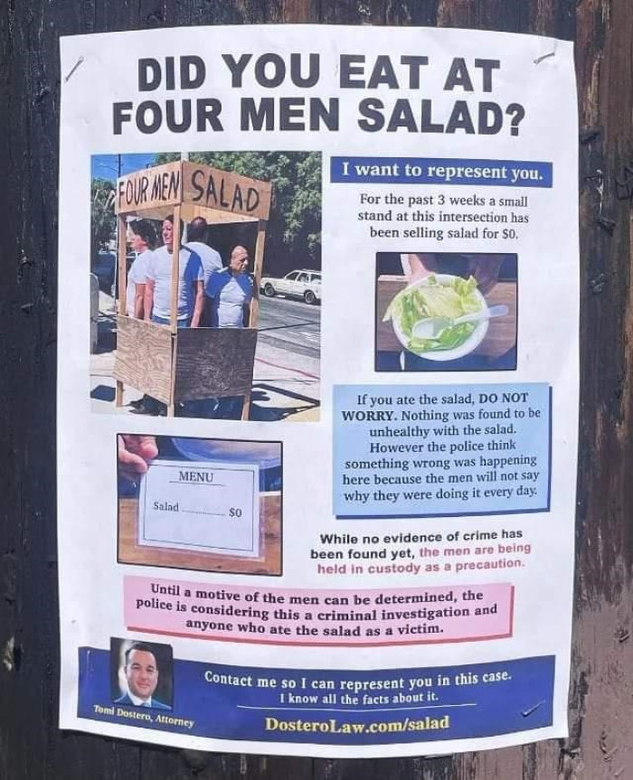 5. Did you eat at Four Men Salad?