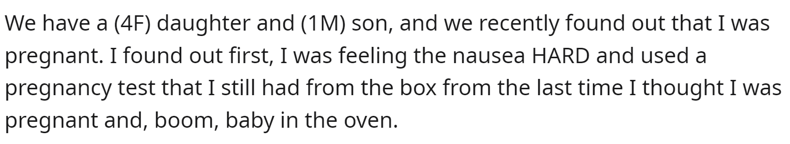 OP found out that she was pregnant