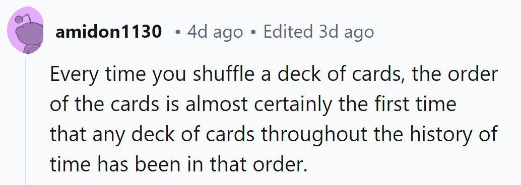 Shuffling cards: making history one unlikely sequence at a time, deck-scribing chaos theories.