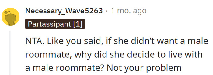 Emma's roommate choice: Male edition. Her plot twist, not OP's sitcom.