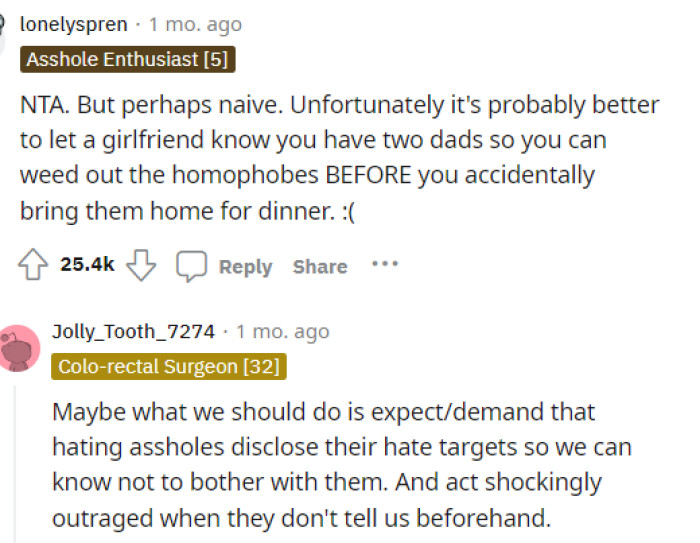 This is true as he should've tried to protect his peace and his dads' peace at the time by letting his girlfriend know in case there was an issue with it.