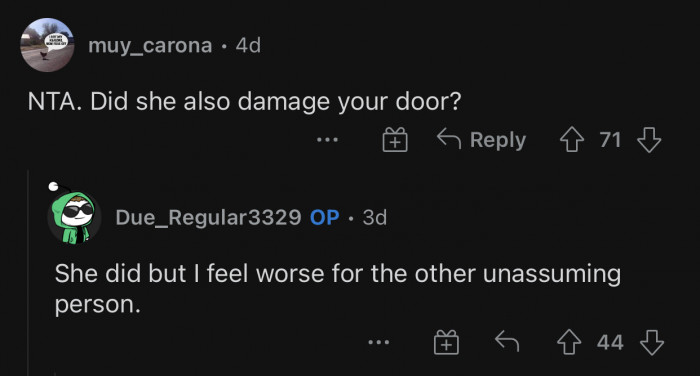 OP's car was also damaged after that incident.