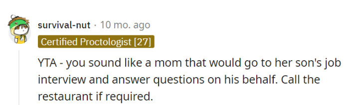 Let the child handle things independently and call the restaurant if needed, OP.