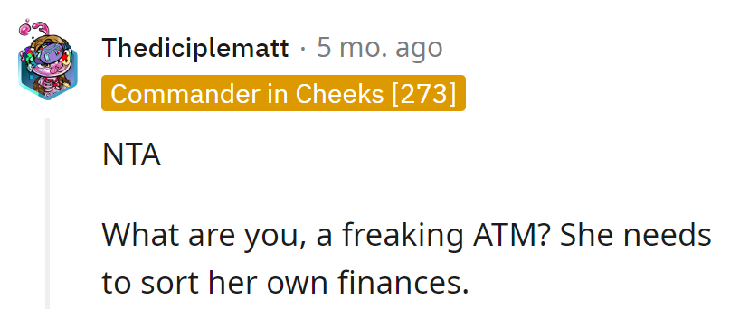 Not an ATM here. Sister needs to swipe her financial card.