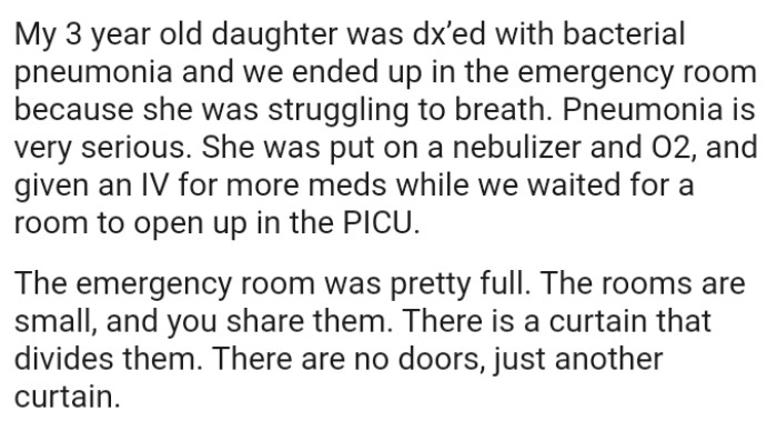 The OP's daughter was put on a nebulizer and O2, and given an IV for more meds